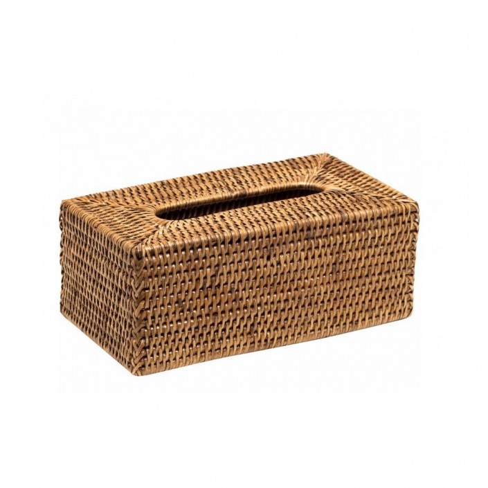 Boîte à mouchoirs Basket en rotin foncé