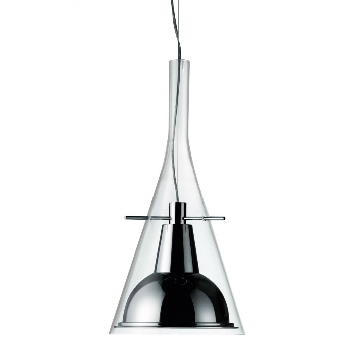 Suspension Flute Magnum en métal chromé Fontana Arte