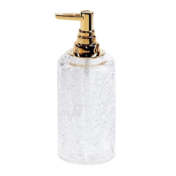 Distributeur de savon liquide en verre craquelé poussoir  doré  Decor Walther