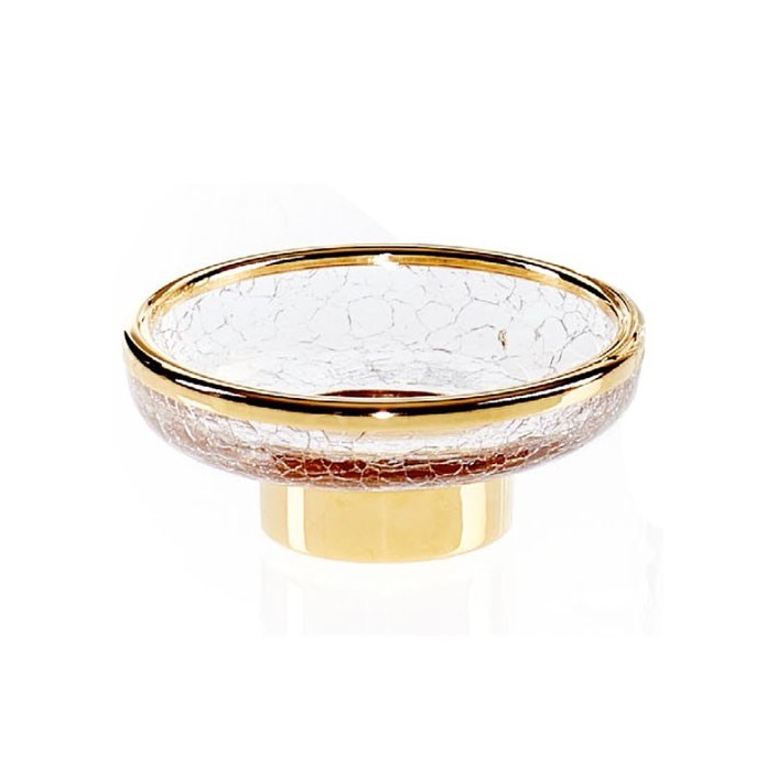 Porte savon Crack transparent finition dorée