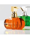Distributeur de savon liquide en verre Kristall Decor Walther - Finition ambre / dorée et chromé / vert