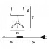 Lampe de table Lumière XXS Chrome noir plan dimensions Foscarini - Valente Design