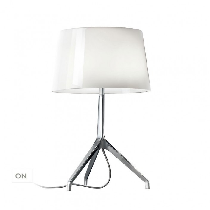 Lampe de table allumée Lumière XXL Aluminium poli blanc du designer Rodolfo Dordoni pour la marque Foscarini chez Valente Design