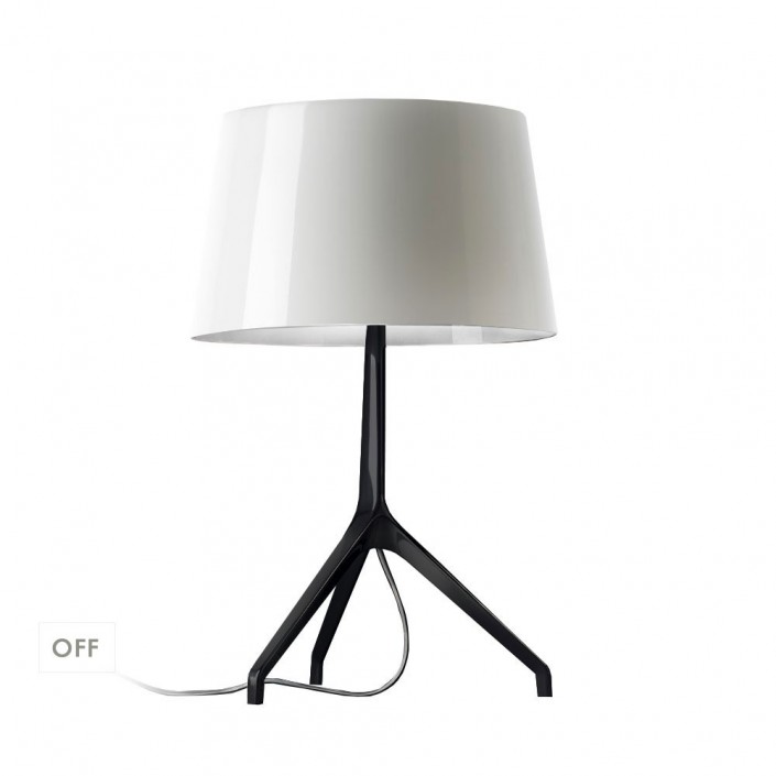 Lampe de table Lumière XXS Chrome noir abat-jour blanc Foscarini - Valente Design