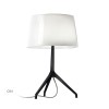 Lampe de table Lumière XXS Chrome noir abat-jour blanc Foscarini - Valente Design éclairée