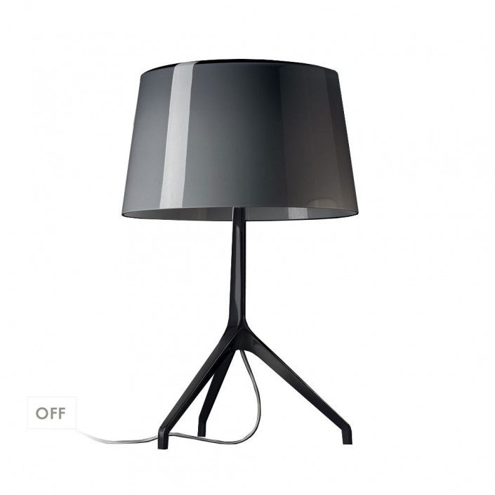 Lampe de table Lumière XXS Chrome noir abat-jour gris Foscarini - Valente Design