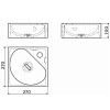 Schéma lave mains réalisé en céramique blanche d'angle Flush pour la marque Clou