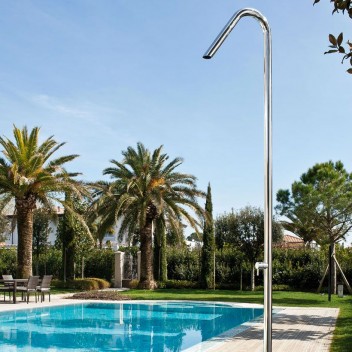 Colonne de douche de piscine inox FonteAlta Twiggy CS40.M pomme de douche + mitigeur. Pour votre pisicne.