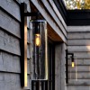 Mise en scène sur du bois Applique Dome Wall noire verre transparent luminaires Royal Botania -Valente Design