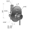 Mitigeur de douche encastré Waterline MR2 plan et schéma acier inoxydable de très haute qualité par la marque italienne Fontealt