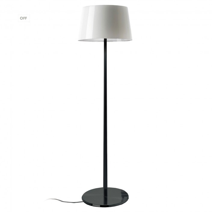 Lampadaire Lumière XXL Chrome noir abat-jour blanc Foscarini - Valente Design