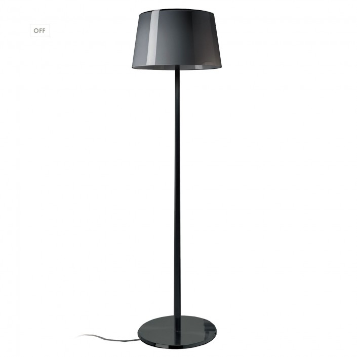 Lampadaire Lumière XXL Chrome noir abat-jour gris Foscarini - Valente Design