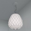 Suspension Pinecone cage chromée verre blanc Fontana Arte Valente Design Paola Navone 