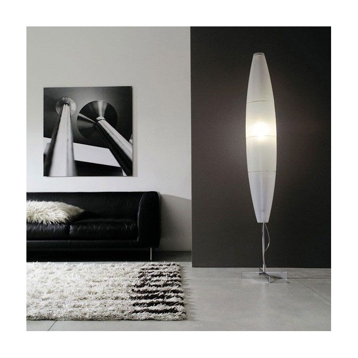 Lampadaire Havana Chrome on/off foscarini mise en scène blanc polaire