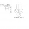 Suspension DEW 3 pour la marque Kundalini plan et dimensions