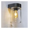 Applique murale Tesla avec support en aluminium noir et cloche en verre transparent pour la marque Royal Botania