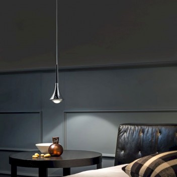 Suspension Rain corps chrome tige noire Lodes-Studio Italia Design Valente Design mise en scène