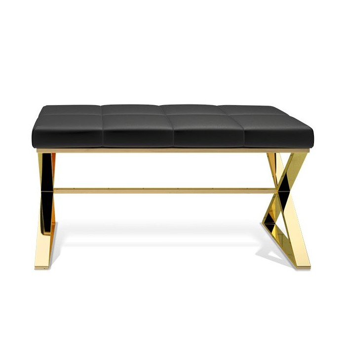 Banc de salle de bain BENCH structure or et assise noire Decor Walther - Design Maiken Walther