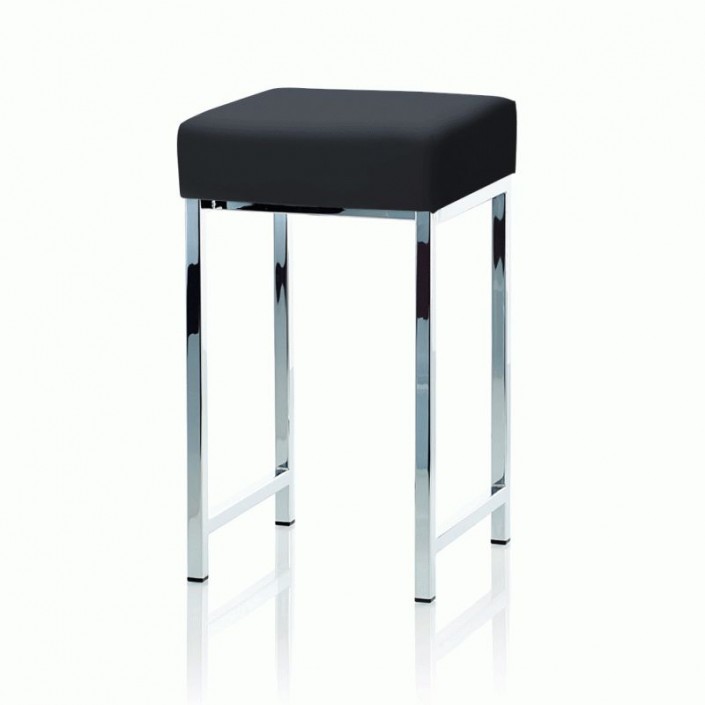 Tabouret carré Chrome chromé/noir