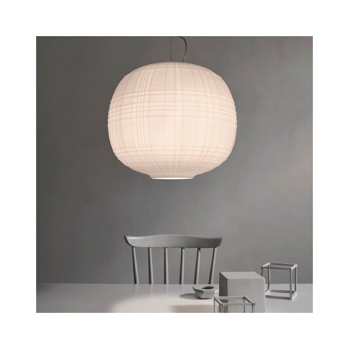 Suspension Tartan Foscarini blanche ambiance