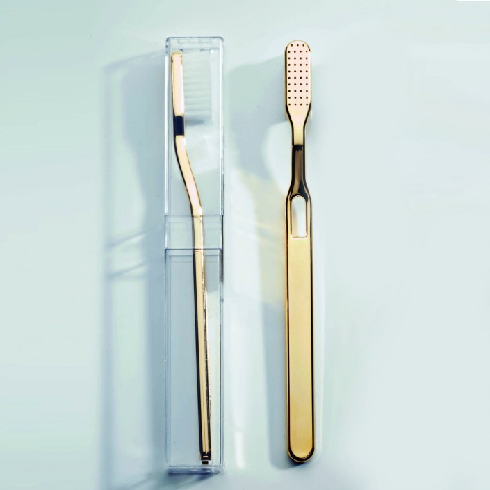 Brosse à dents Contemporary DW 896 - or - Decor Walther - profil & face - Valentedesign.com