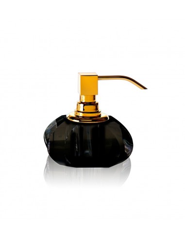 Distributeur de savon liquide en verre noir Kristall Decor Walther - Finition dorée