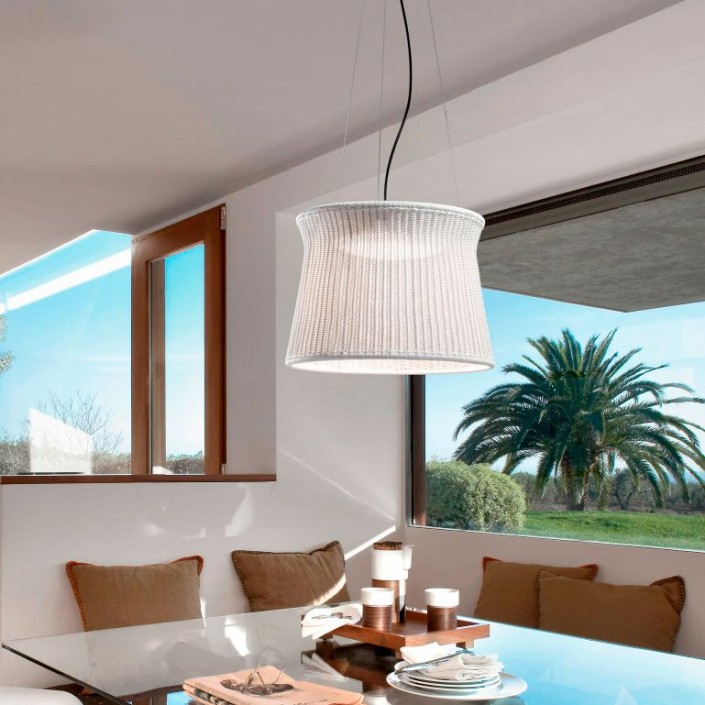 Vue d\'ensemble suspension blanc ivoire SYRA 60 Outdoor de BOVER - Valente Design