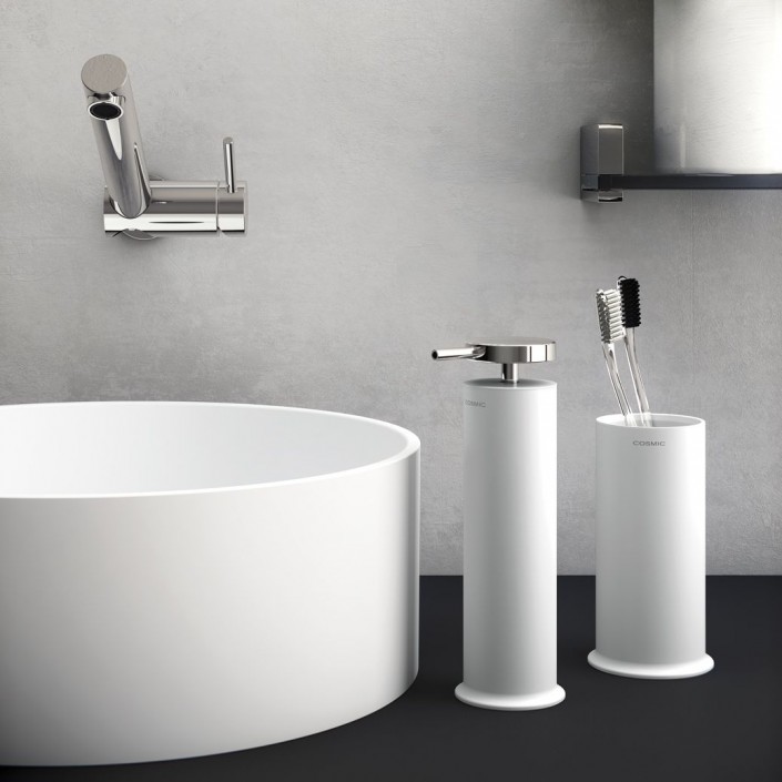 Verre porte brosse noir à dent GEYSER de COSMIC - Valente Design