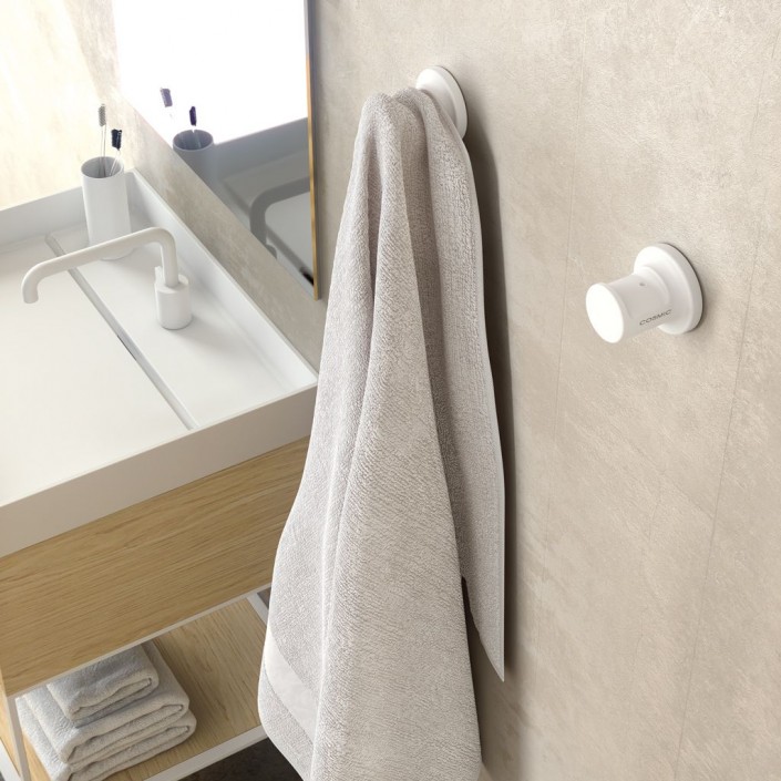 Mise en scène patère blanche sans couvercle GEYSER pour COSMIC - Valente Design
