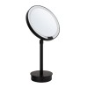 Miroir rond grossissant éclairant sur pied motion sensor JUST LOOK SR noir mat - Décor Walther - Valente Design