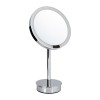 Miroir rond grossissant éclairant sur pied motion sensor JUST LOOK SR chromé - Décor Walther - Valente Design