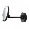 Miroir rond grossissant éclairant à suspendre motion sensor JUST LOOK WR noir mat - Décor Walther - Valente Design