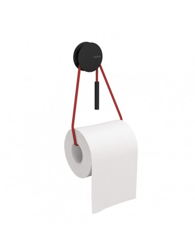 Porte rouleau patère noire et corde rouge - Bath + - Valente Design