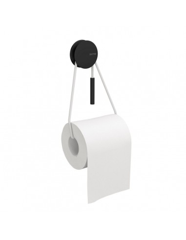 Porte rouleau patère noire et corde blanche - Bath + - Valente Design