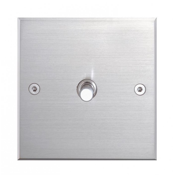 Plaque Carrée Bouton Poussoir Nickel Brossé MELJAC - Valente Design