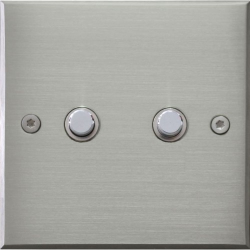 Plaque Carrée Double Boutons Poussoirs Microbillé Nickelnuancier MELJAC - Valente Design
