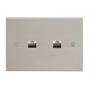 Plaque Rectangulaire Double RJ45 Nickel Brossé MELJAC 115x80 mm pour une épaisseur de 3mm - Valente Design