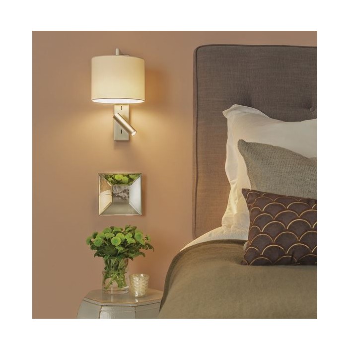 Applique Ravello Led Reader finition nickel mat abat jour blanc mise en scène astro lighting  - Valente design