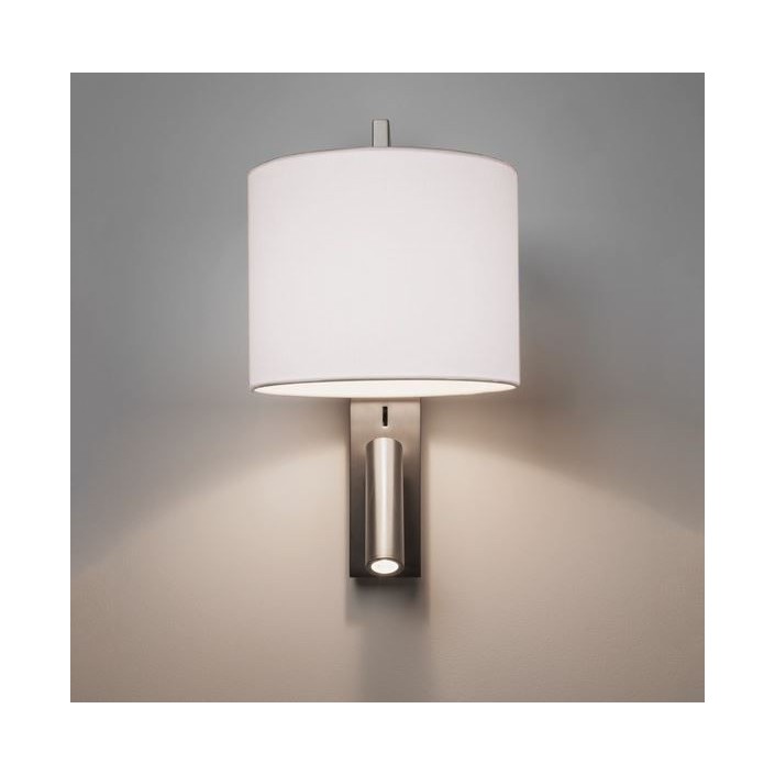 Applique Ravello Led Reader finition nickel mat abat jour blanc vue de face astro lighting  - Valente design