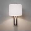 Applique Ravello Led Reader finition nickel mat abat jour blanc vue de face astro lighting  - Valente design