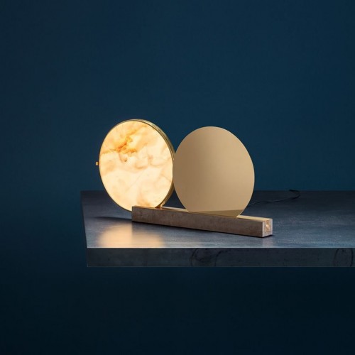 Vue en ouverture totale des disques lampe de table Alchemie T Catellani and Smith Valente Design