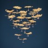 Suspension Gold Moon Chandelier or Catellani and Smith Valente Design allumée