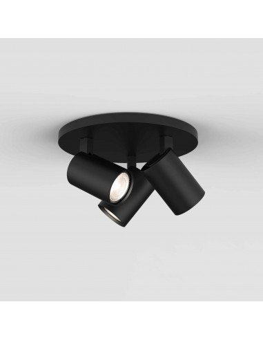 Plafonnier ascoli triple round allumé noir astro lighting valente design