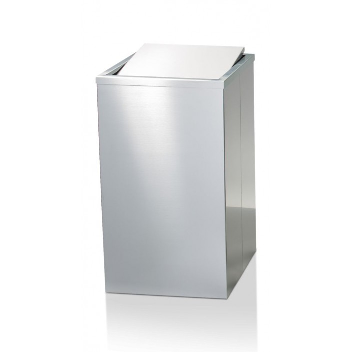 Panier à linge chic et design avec couvercle basculant DW 215 acier mat Decor Walther. Haut et rectangulaire.