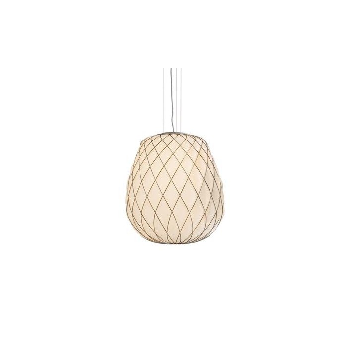 Suspension Pinecone cage dorée verre blanc Fontana Arte Valente Design Paola Navone 