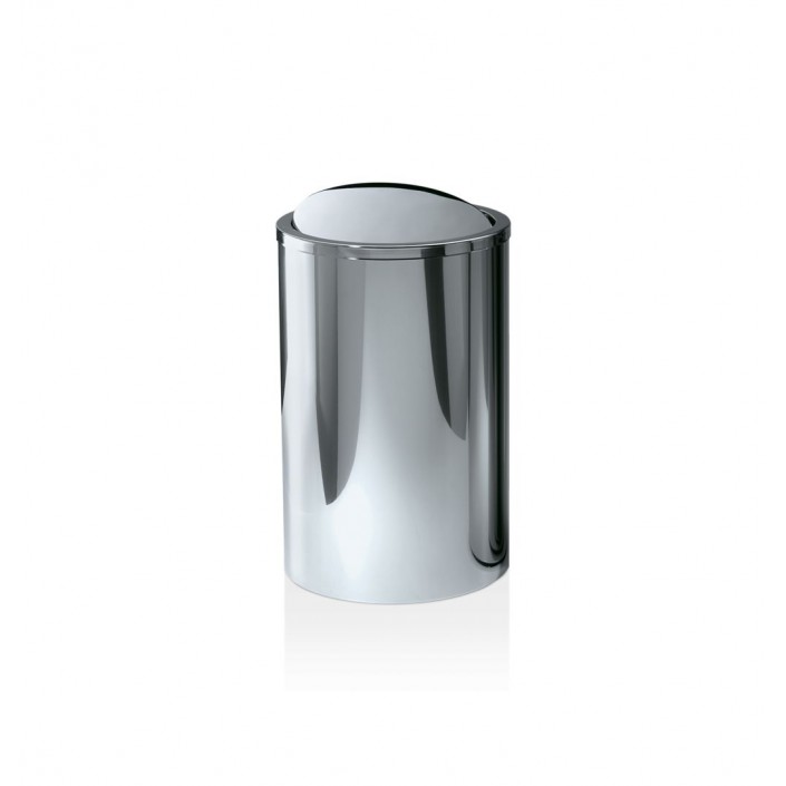 Poubelle ronde avec couvercle basculant DW 121 acier poli Décor Walther Valente Design Maiken Walther