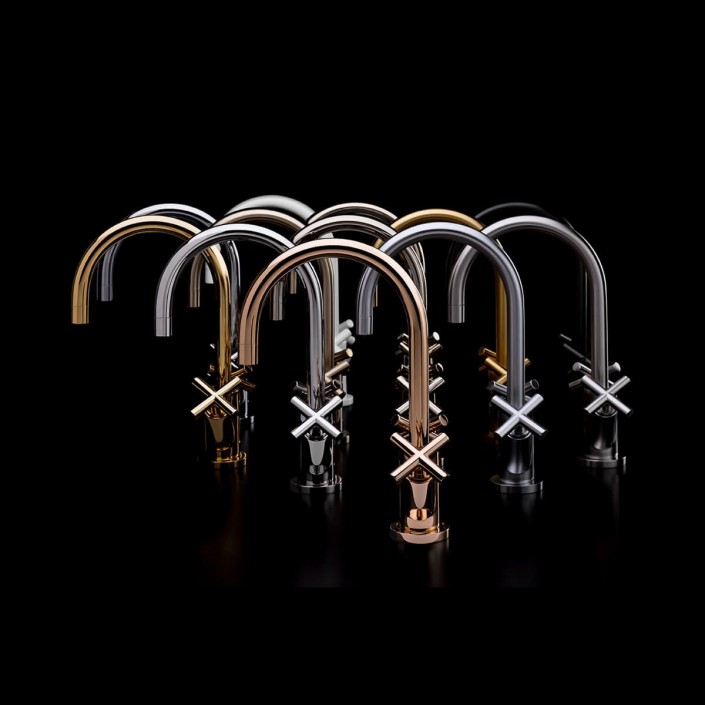 Ensemble de robinet de la collection Tara de différentes couleurs pour la marque Dornbracht - Valente Design