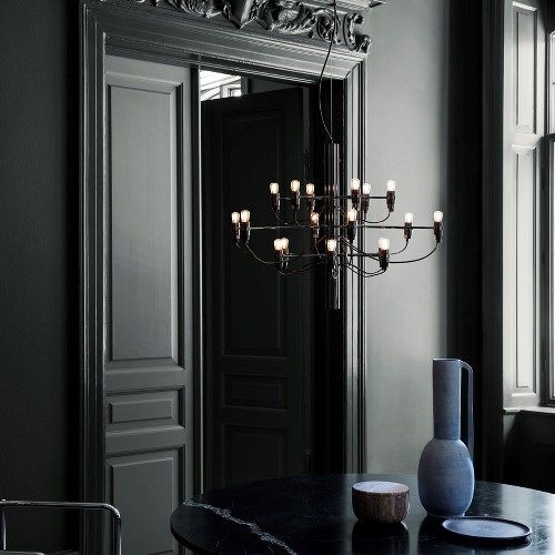 Lustre 2097/18 noir de flos Valente Design Gino Sarfatti dans salle à manger