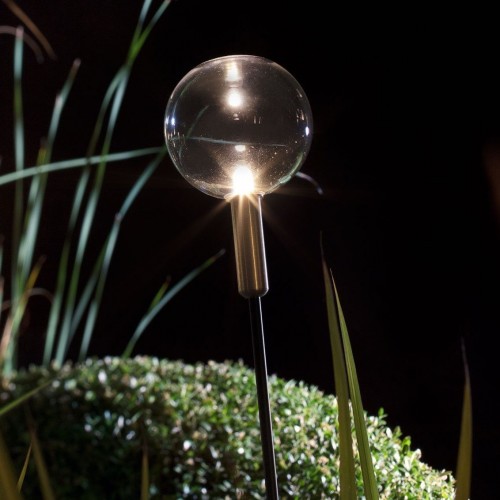 Luminaire sur piquet Syphasfera verre transparent Catellani and Smith Valente Design détail verre transparent