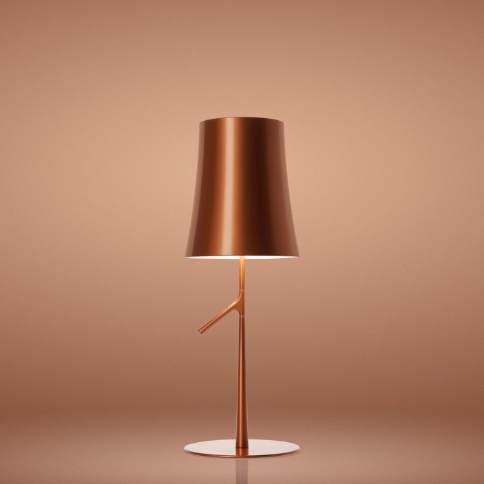 Lampe de table Birdie de couleur cuivre pour la marque Foscarini chez Valente Design
